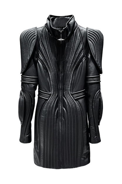 Wave sleeved three-dimensional jacket dress