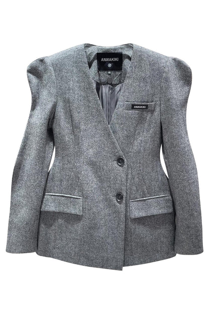 Wool 3D wave sleeve blazer