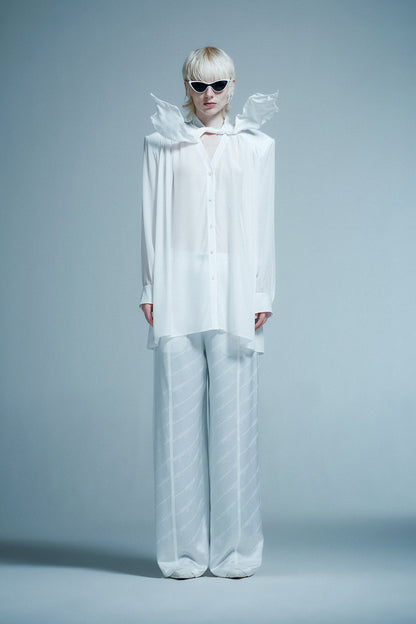 Acetate silk lace up shirt