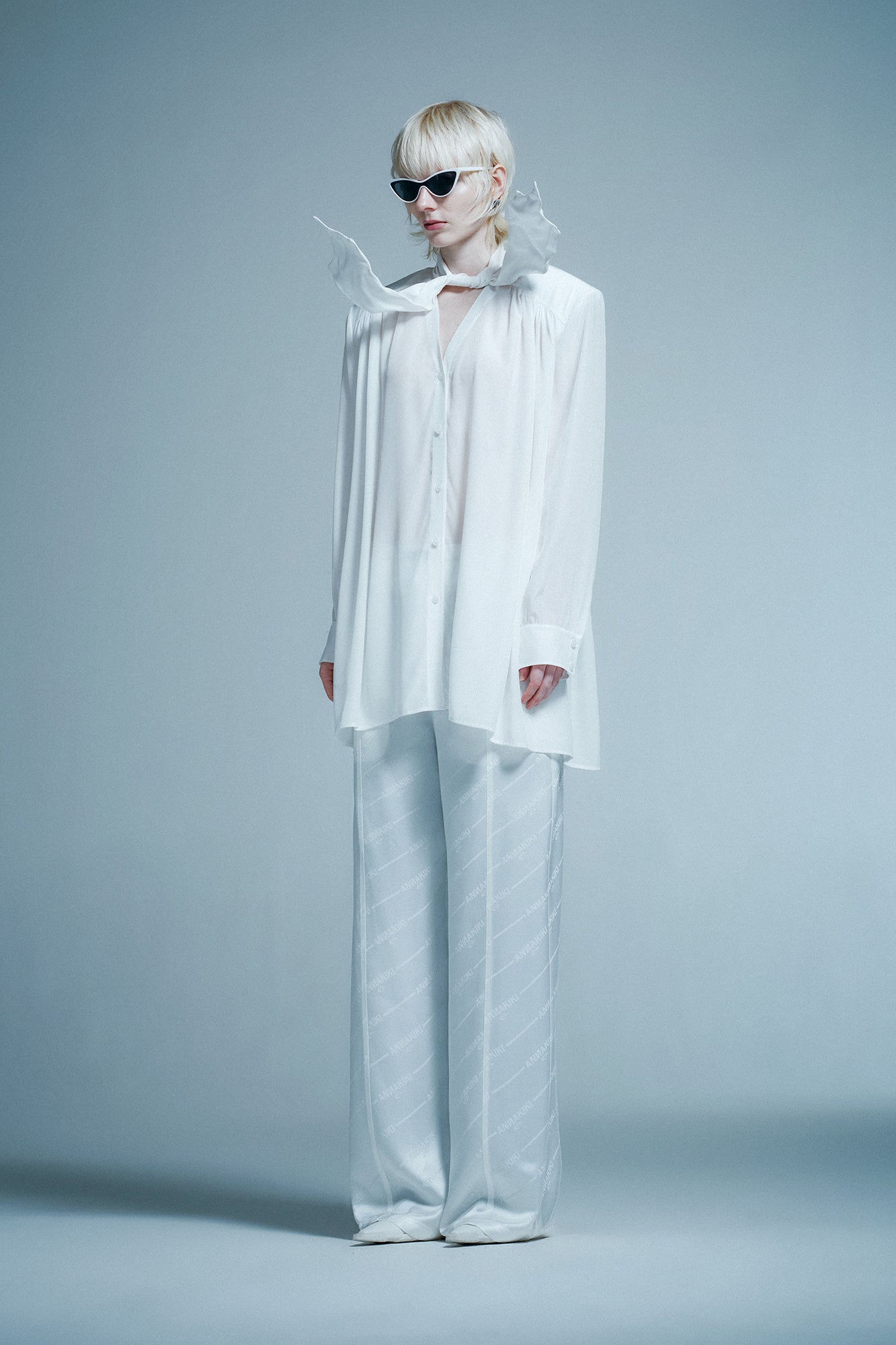 Acetate silk lace up shirt