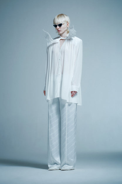 Acetate silk lace up shirt