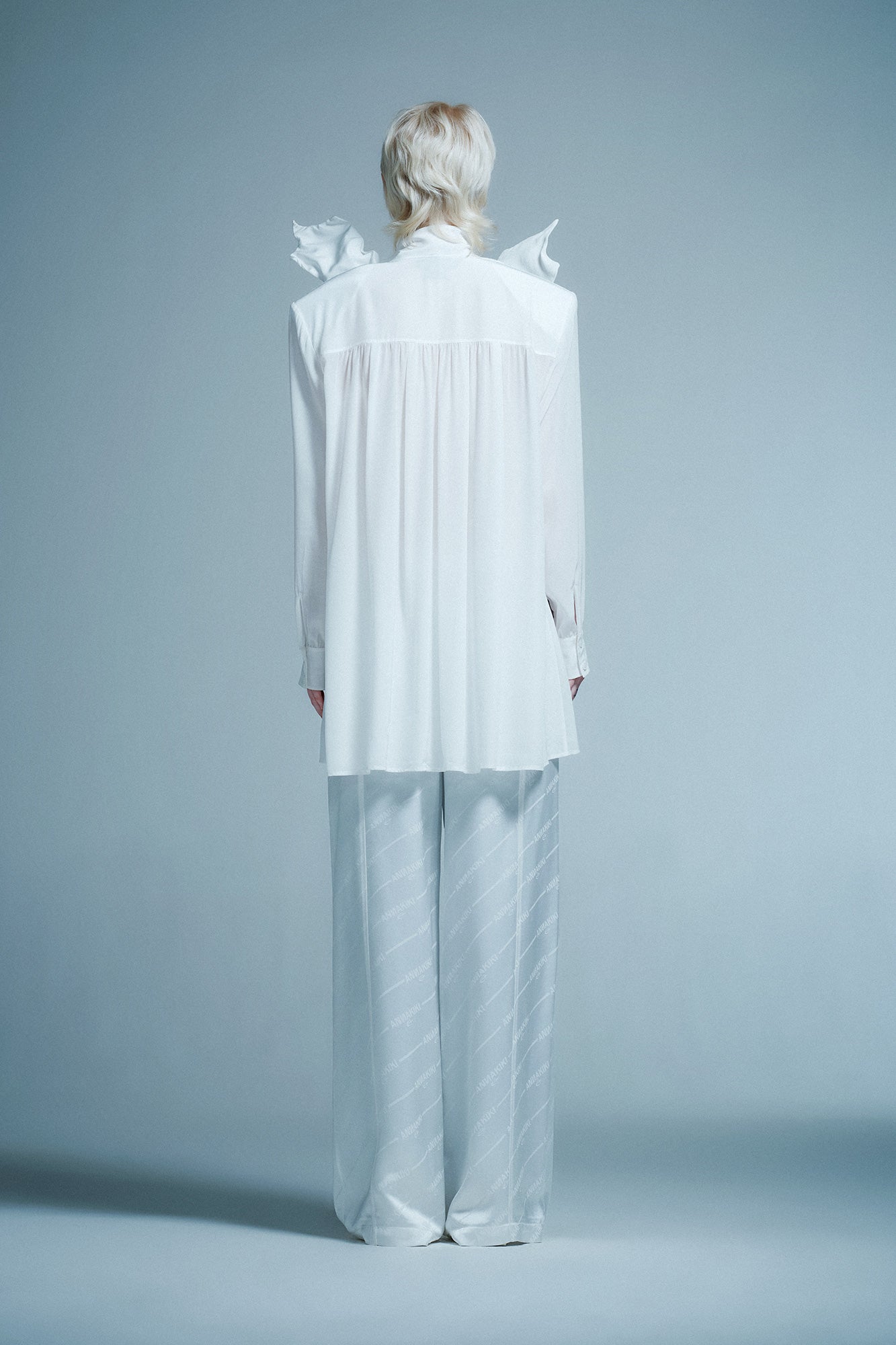 Acetate silk lace up shirt