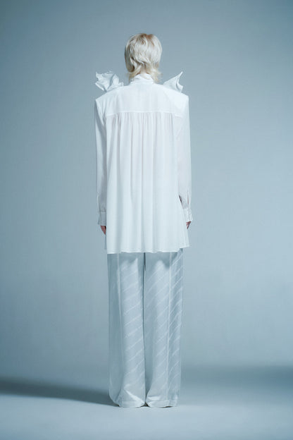 Acetate silk lace up shirt
