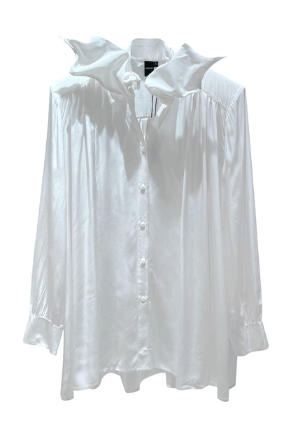 Acetate silk lace up shirt