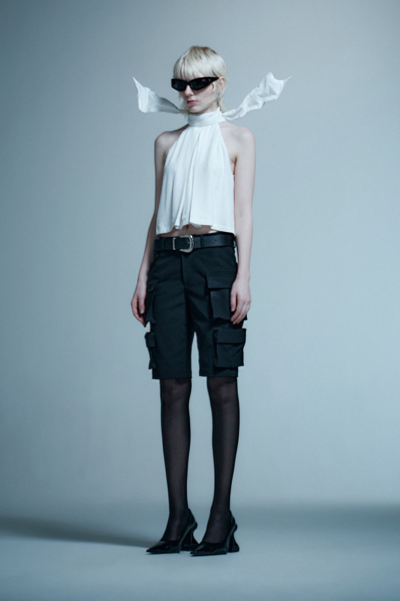 Acetate silk lace up sleeveless top
