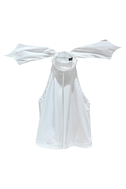 Acetate silk lace up sleeveless top