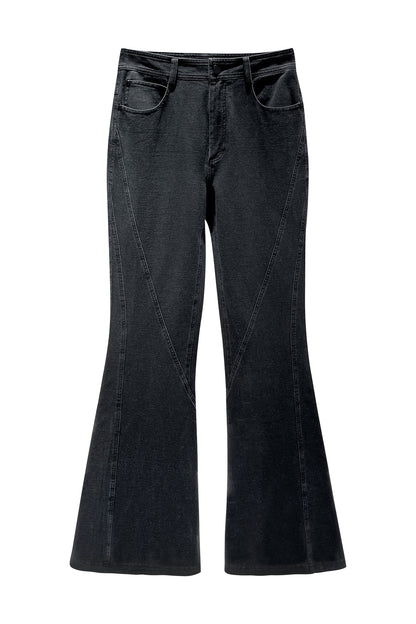 Slim-fitting denim mid-rise pants
