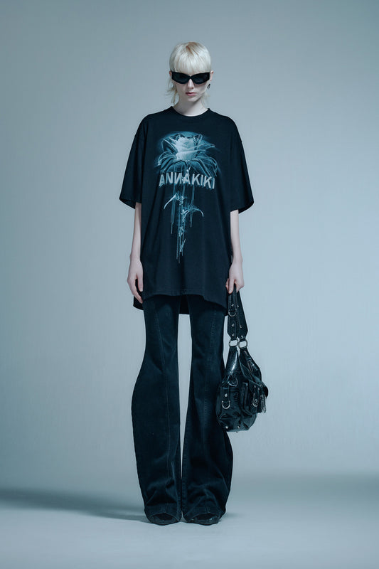 Tech inspired floral printed T-shirt