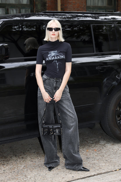 Tech-inspired printed slim-fitting T-shirt