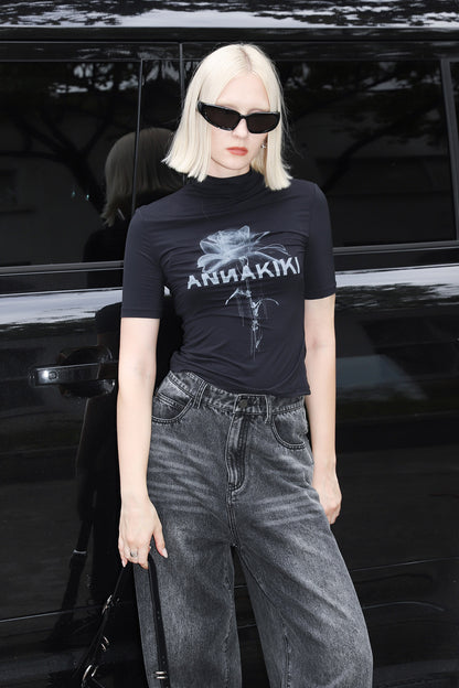 Tech-inspired printed slim-fitting T-shirt