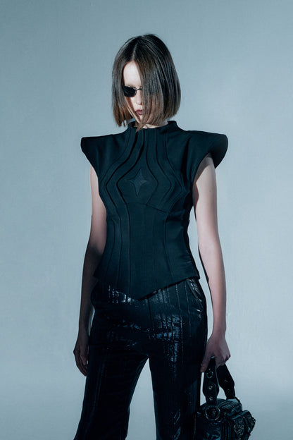 Multi-Layer Star Cutout Peplum Top
