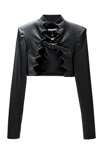 Wave placket buckle short jacket