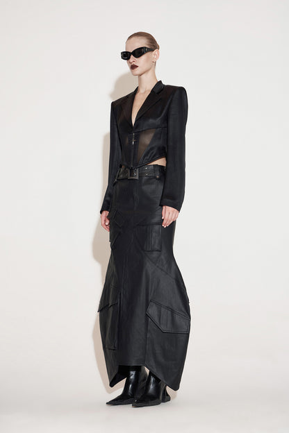 Sheer-Paneled Acetate Corset Blazer