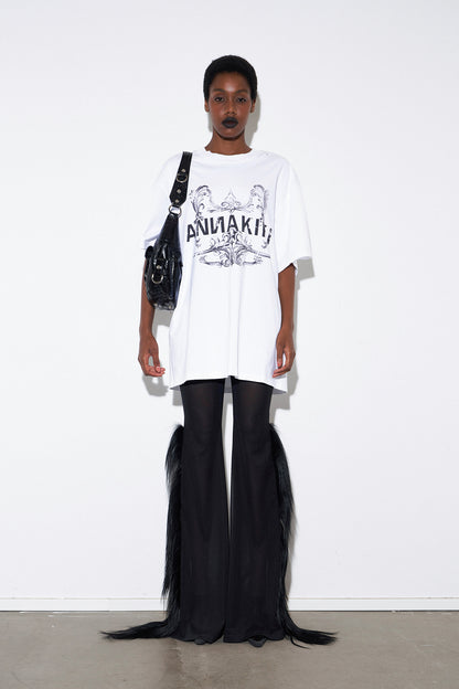 Loose printed T-shirt with holes