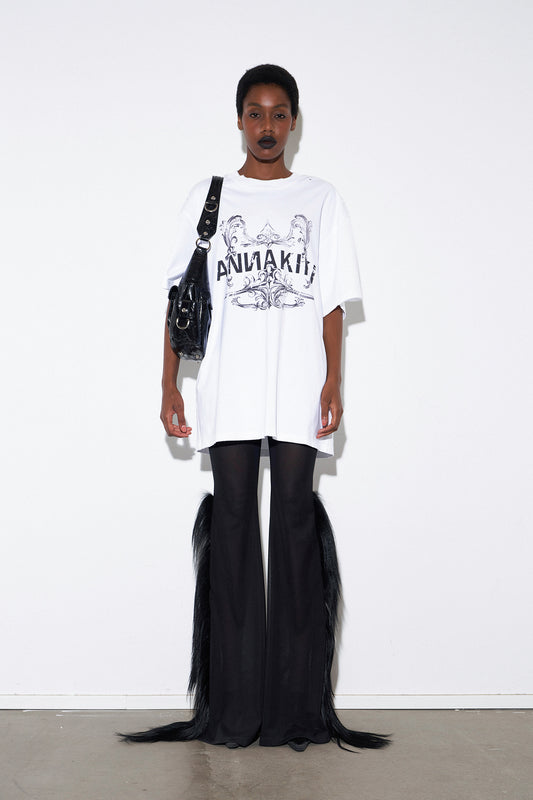 Loose printed T-shirt with holes
