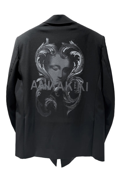 Fleece mottled portrait printed sui