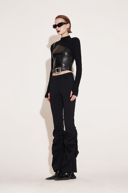 Japanese style buckle splicing top