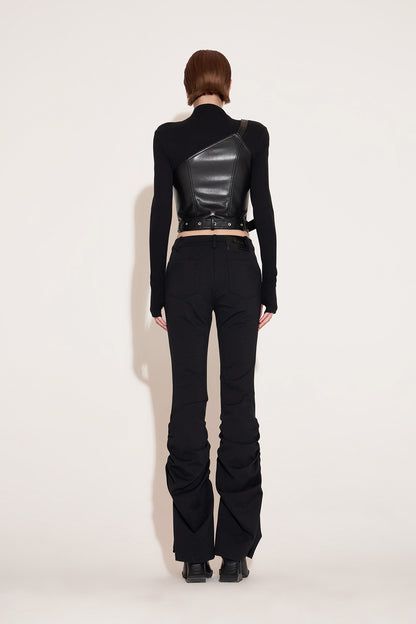 Japanese style buckle splicing top
