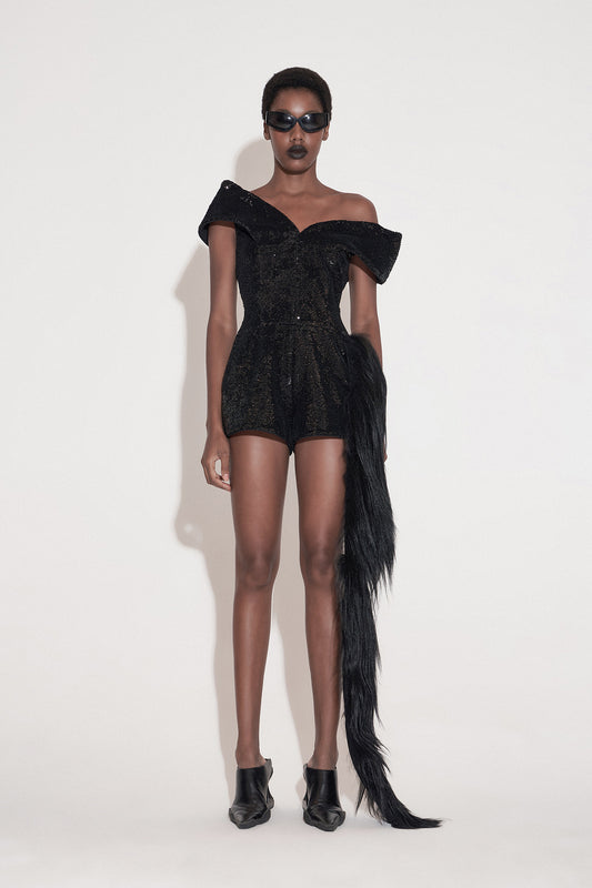 V-neck beaded jumpsuit