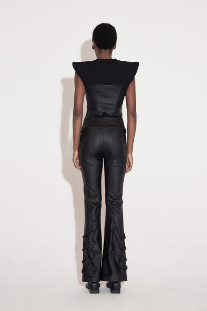 Low-rise cord-threading machine bell bottoms