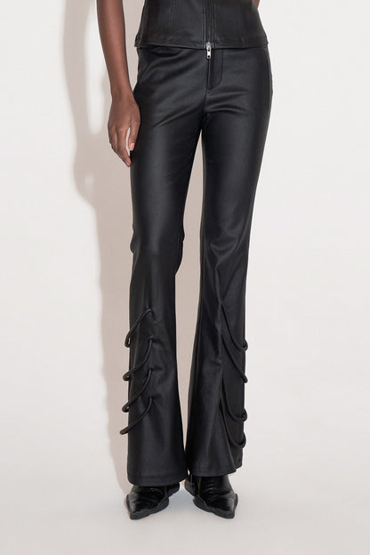 Low-rise cord-threading machine bell bottoms