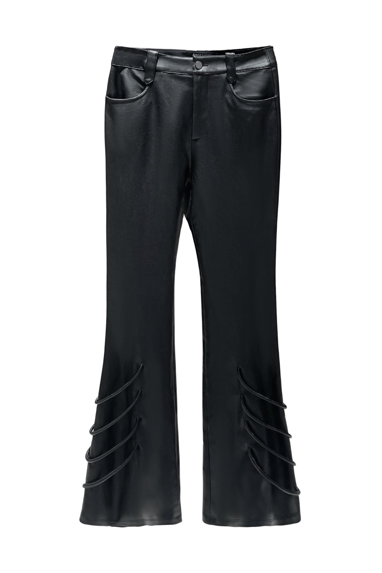 Low-rise cord-threading machine bell bottoms