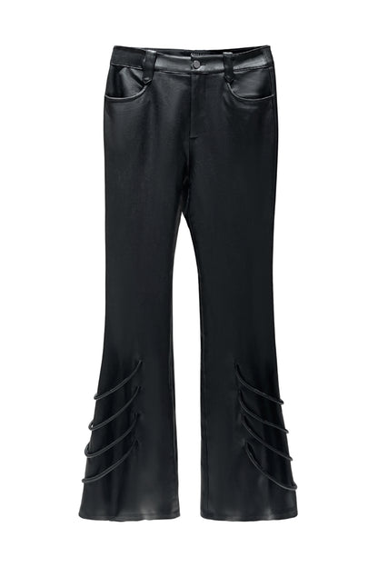 Low-rise cord-threading machine bell bottoms