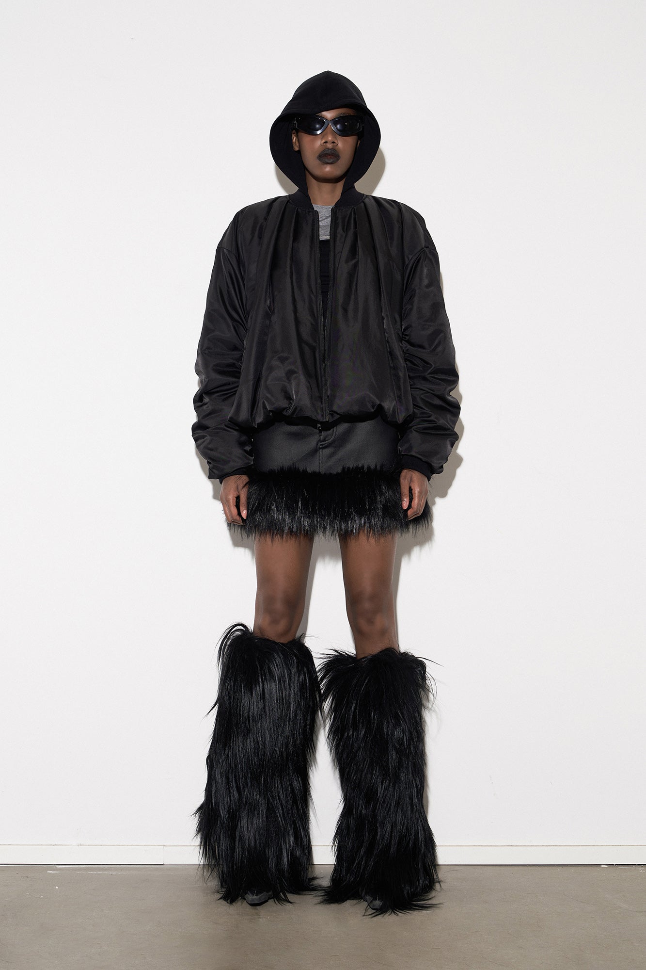 Pleated balloon cotton jacket