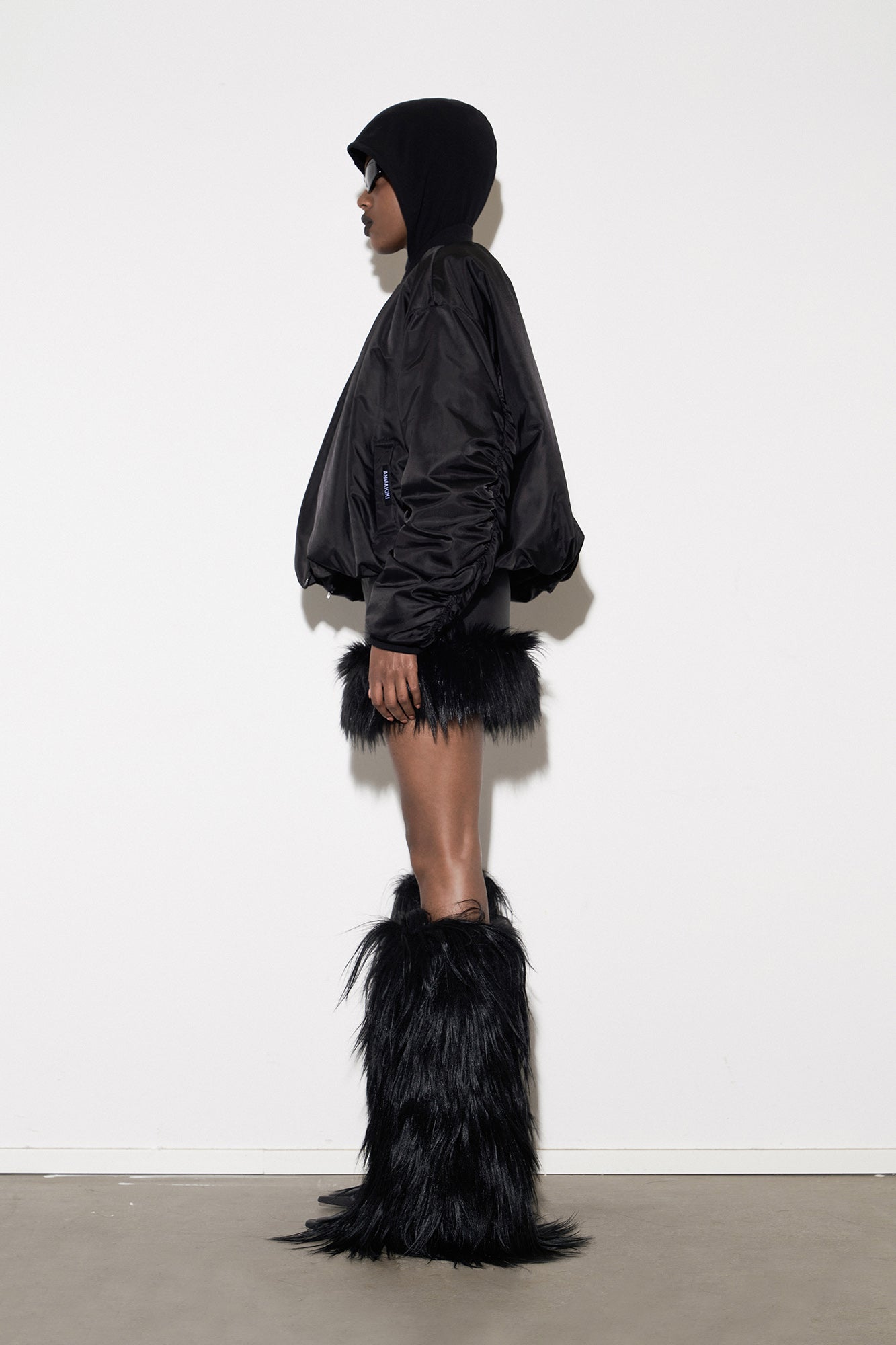 Pleated balloon cotton jacket