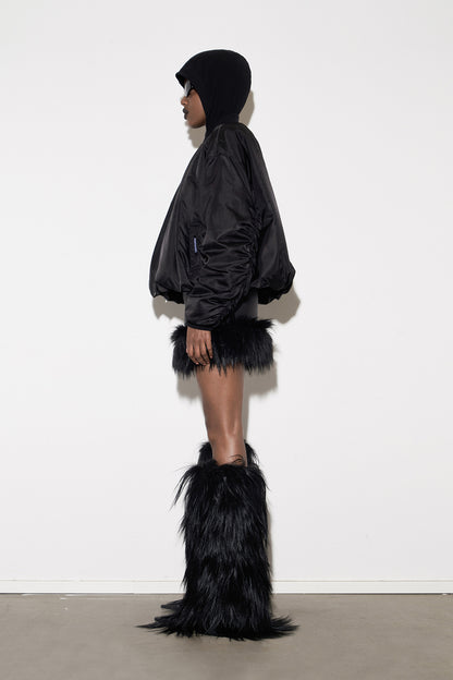 Pleated balloon cotton jacket