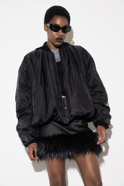 Pleated balloon cotton jacket