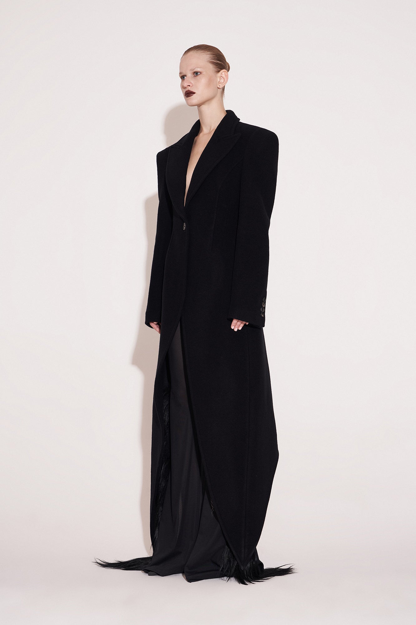 MMM「coat with elongated necklines」44 MELY COAT black - jeeij.de