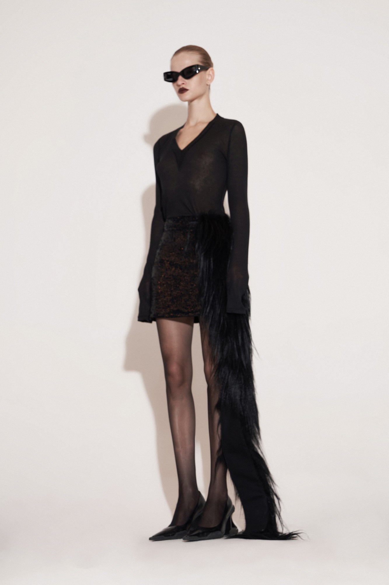 Sequined high waist overskirt