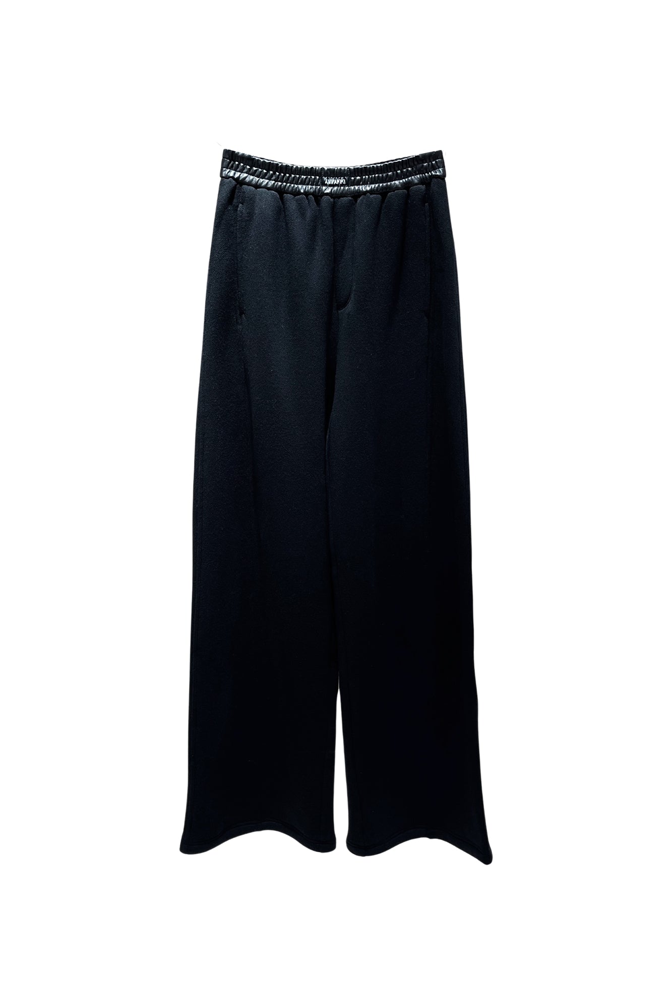 Leather waist stitching sanded trousers