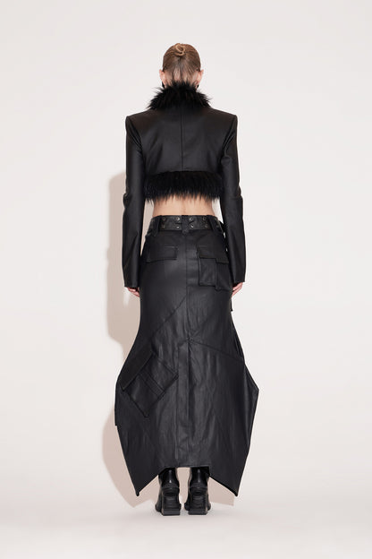 Eco-friendly fur jacket with functional buckle