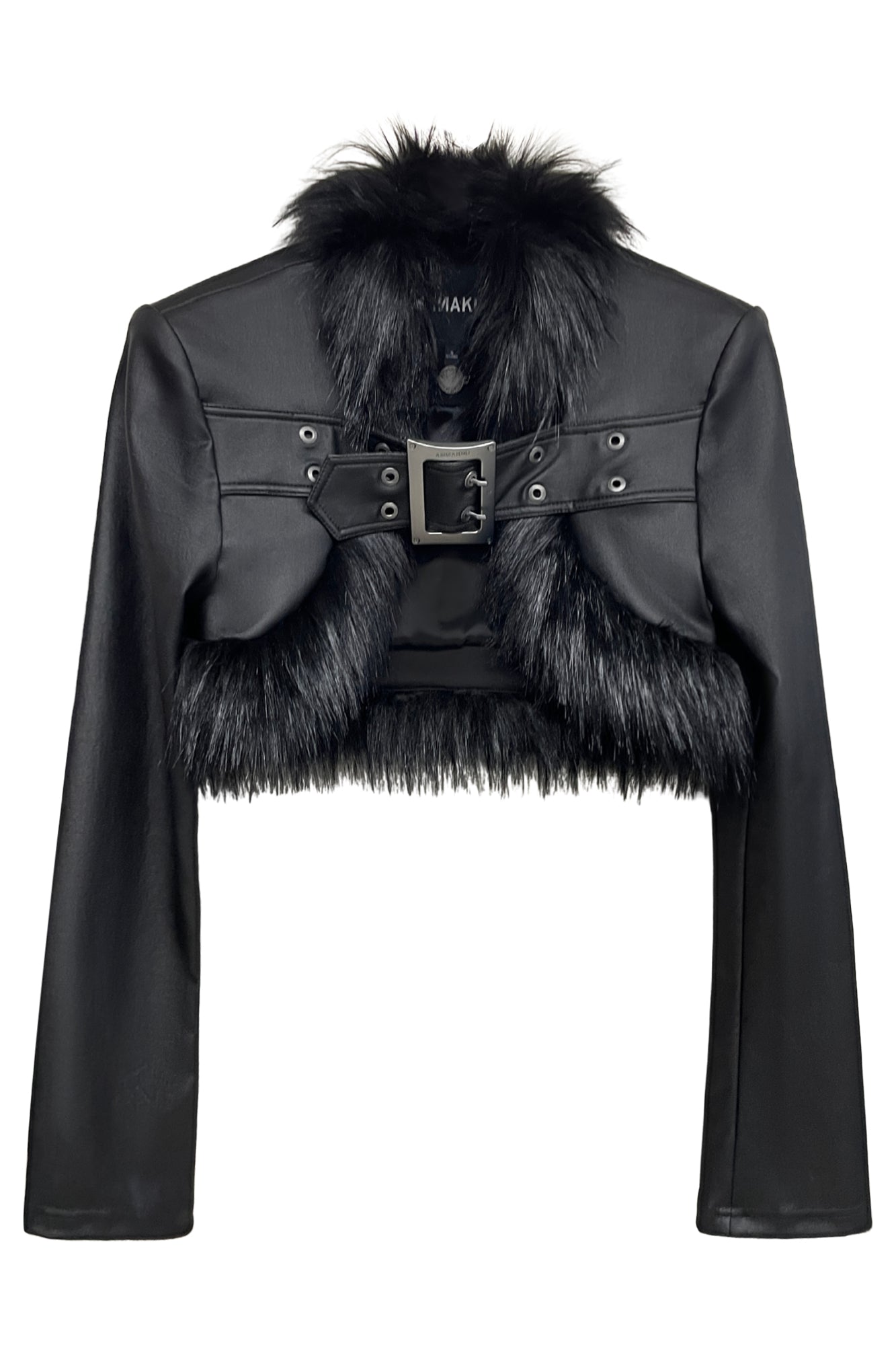 Eco-friendly fur jacket with functional buckle