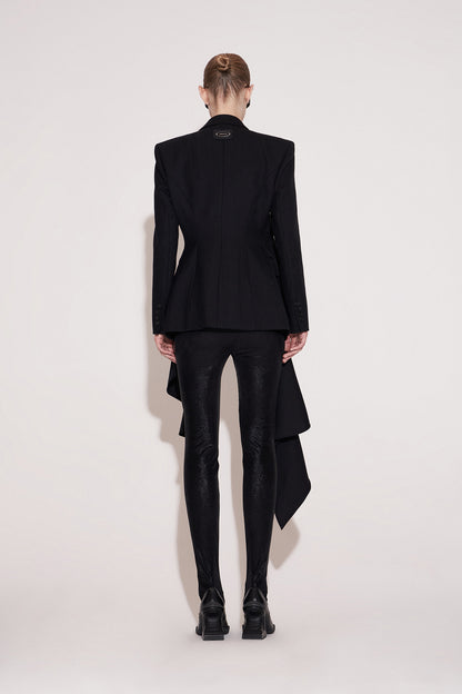 Acetate wool pleated wavy edge suit