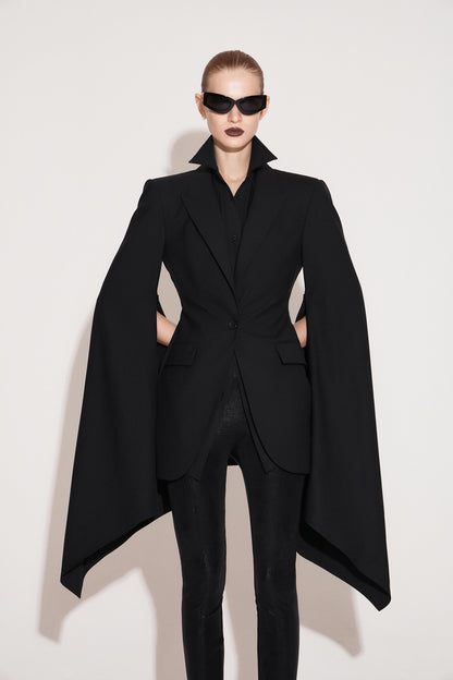 Wool fake two puffy sleeve suit