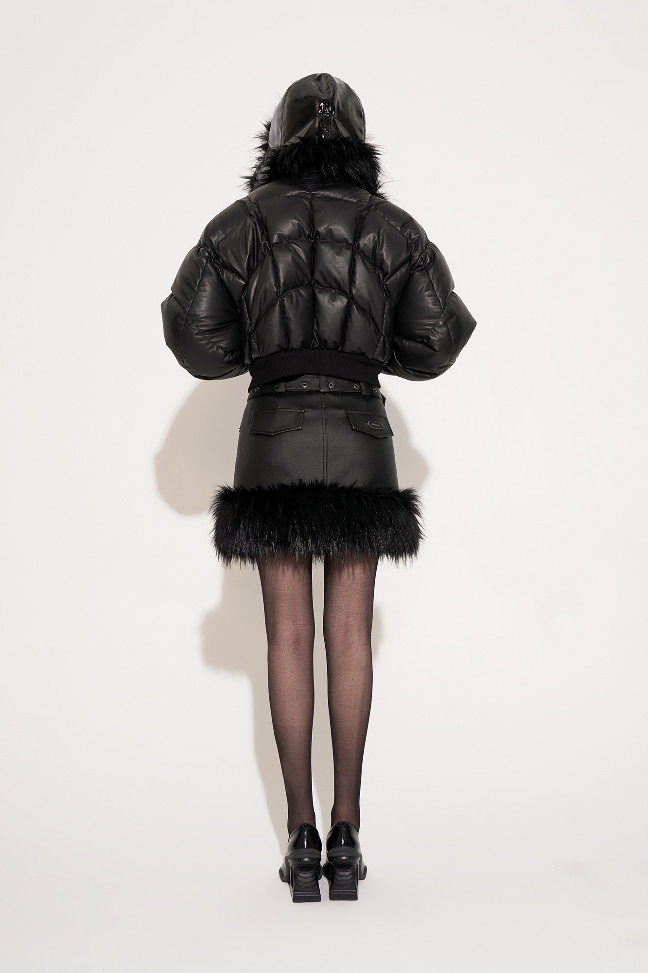 Functional eco-friendly fur mid-waist skirt