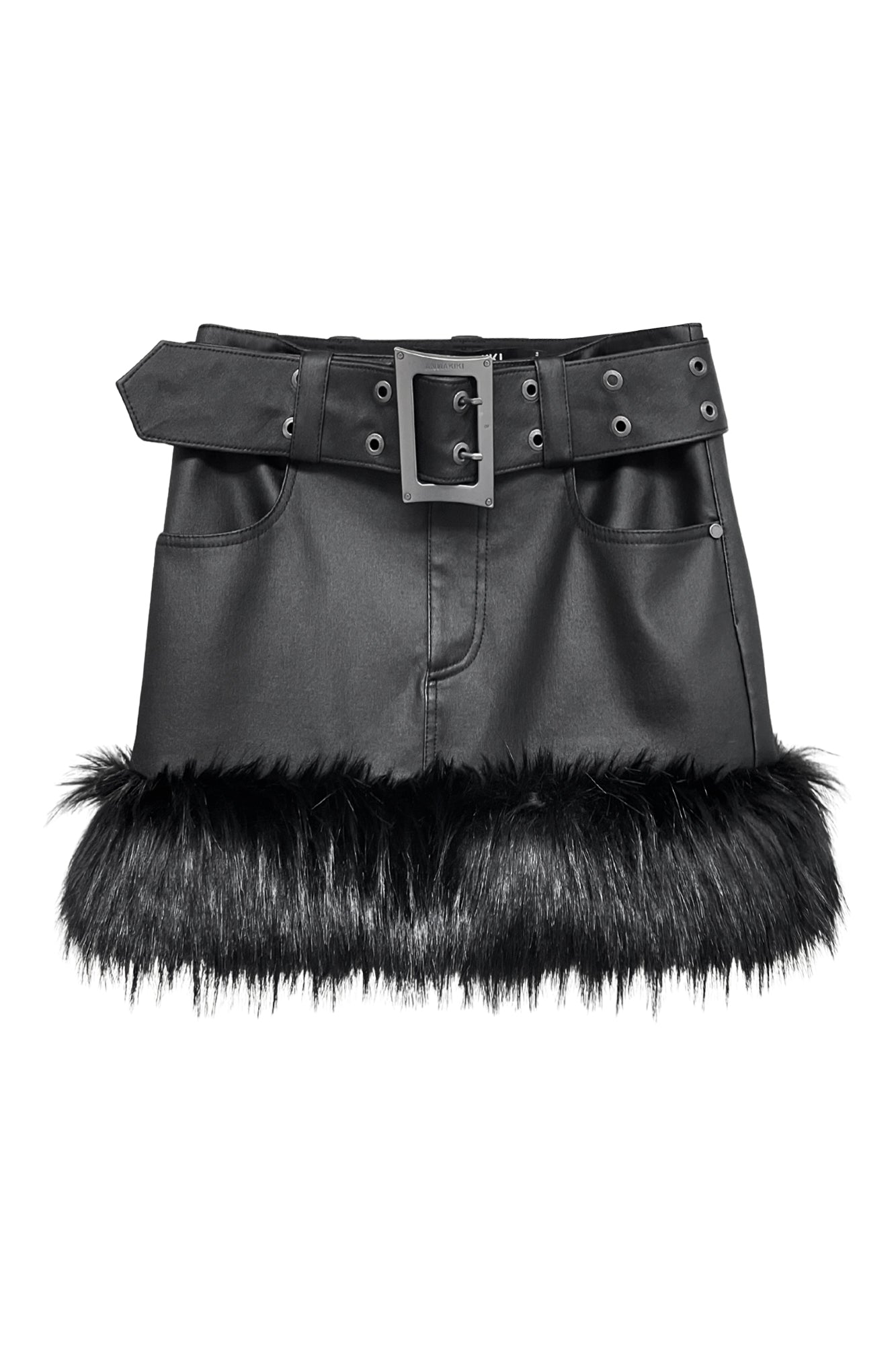 Functional eco-friendly fur mid-waist skirt