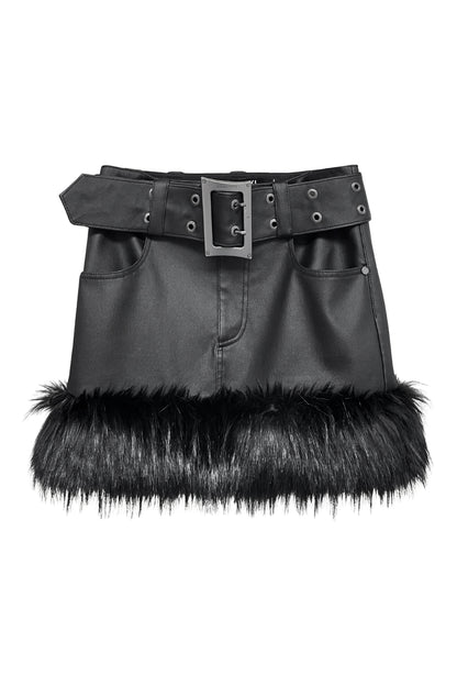 Functional eco-friendly fur mid-waist skirt