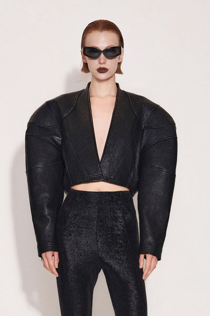 3D stereo silhouette leather jacket