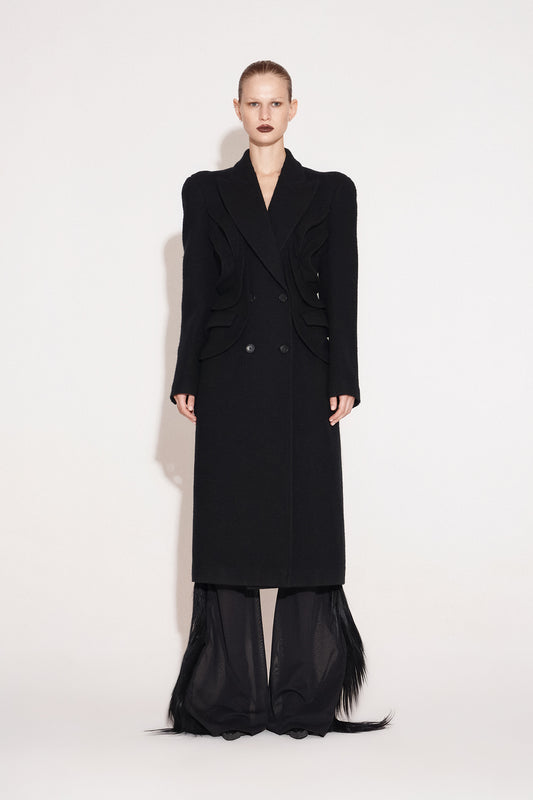 Wool multilayer flying piece architectural coat