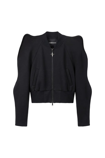Three-dimensional upturned shoulder wavy sleeve waist-cinching coat
