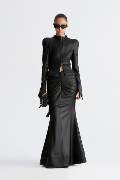 Functional bone pleated slimming coat