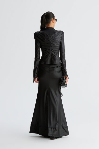 Functional bone pleated slimming coat
