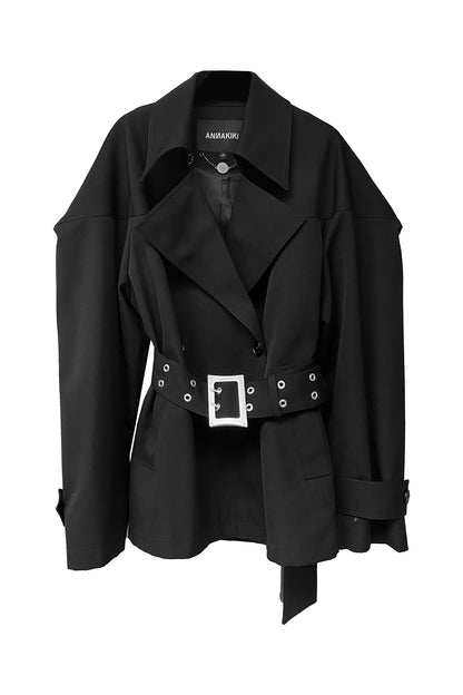 One-piece sleeve hourglass-shaped windbreaker jacket