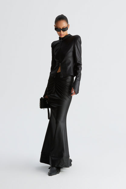 Bone pleated V-waist fishtail skirt