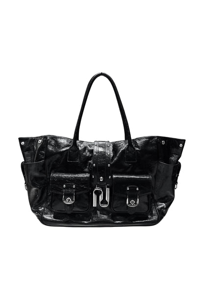 Genuine leather functional handbag