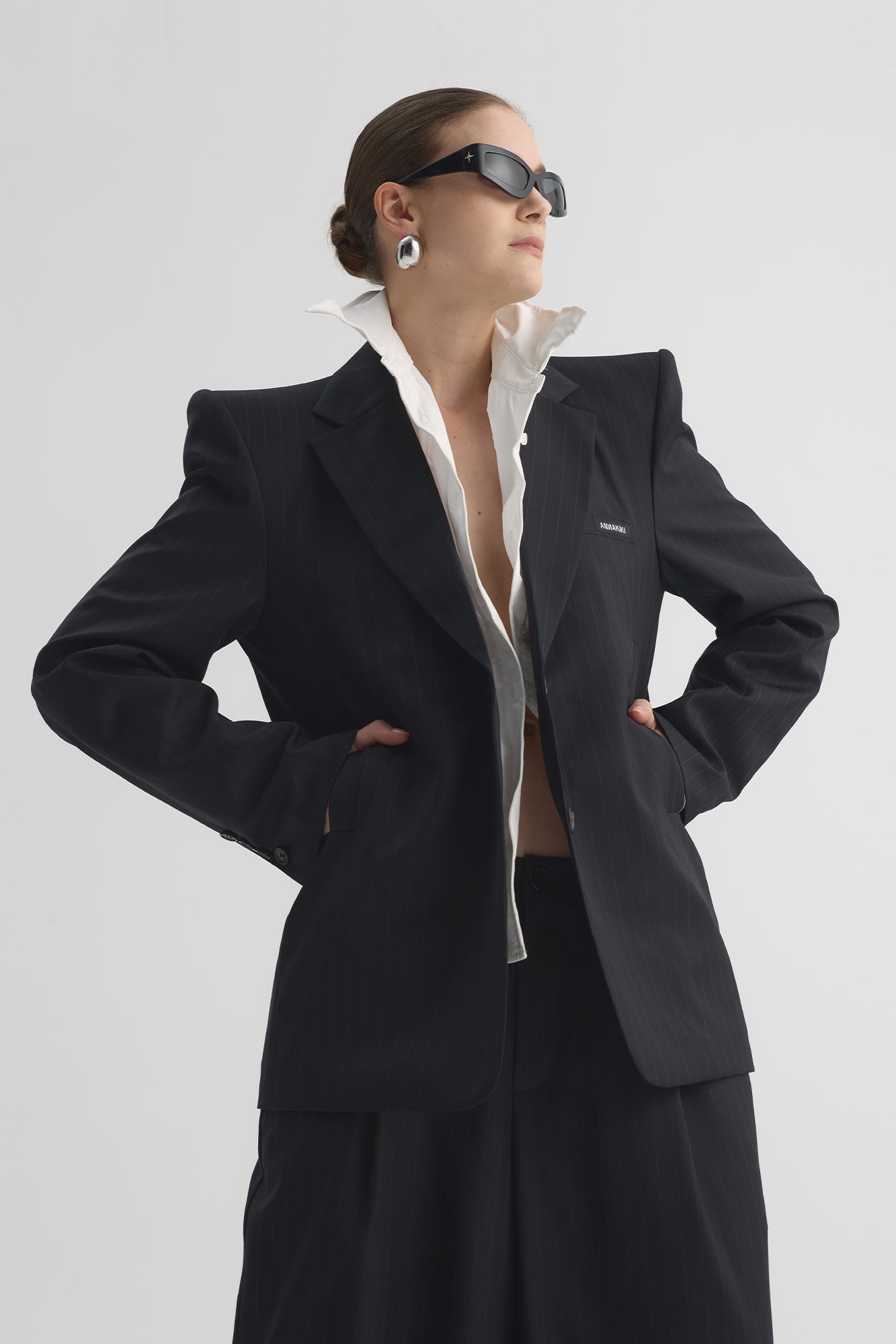 Wool padded shoulder casual suit